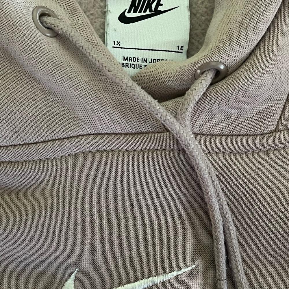 Nike Tan Hoodie with Fleece Texture and Hood